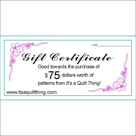 (image for) $75.00 gift certificate - Click Image to Close