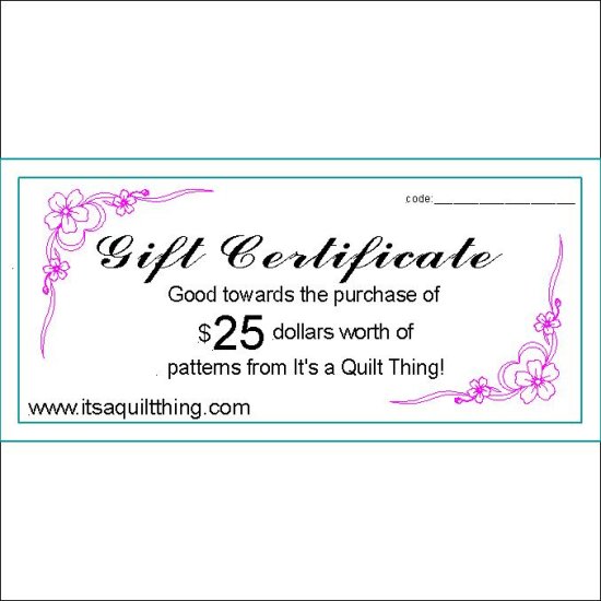 (image for) $25.00 gift certificate - Click Image to Close