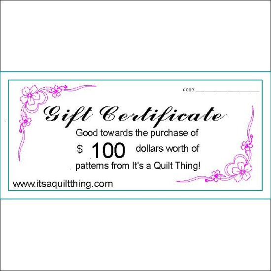 (image for) $100.00 gift certificate - Click Image to Close