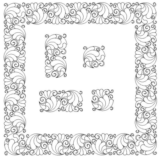 (image for) Feather and Ribbon Border and Corner 3a-L04325*