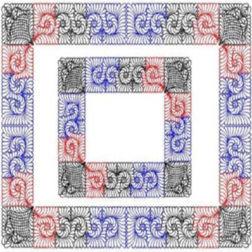 (image for) Feather and Crosshatch Border and Corner-L02032*