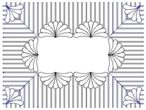 (image for) Feather Fan 1 Border and Corner-L00552