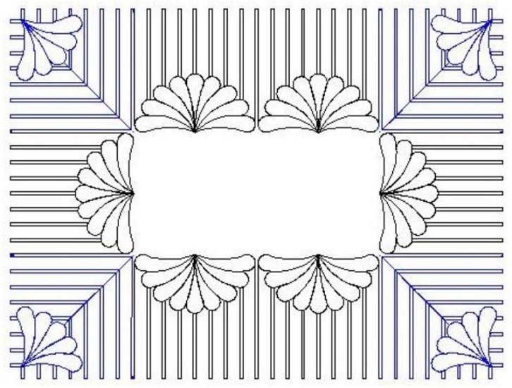 (image for) Feather Fan 1 Border and Corner-L00552