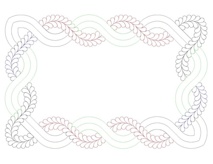 (image for) Cable and Feather 3 Border and Corner-L02411