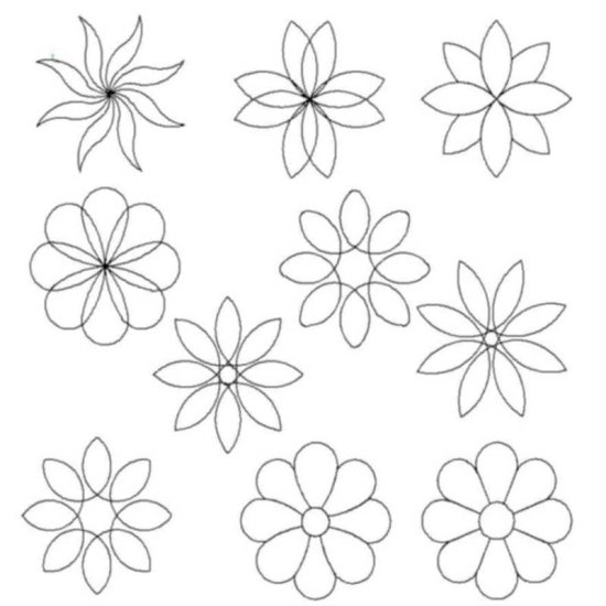 (image for) 8 Petal and Loop Flowers-L01752*