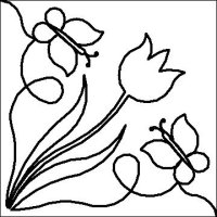 (image for) Butterfly and Tulip Corner-L00108*