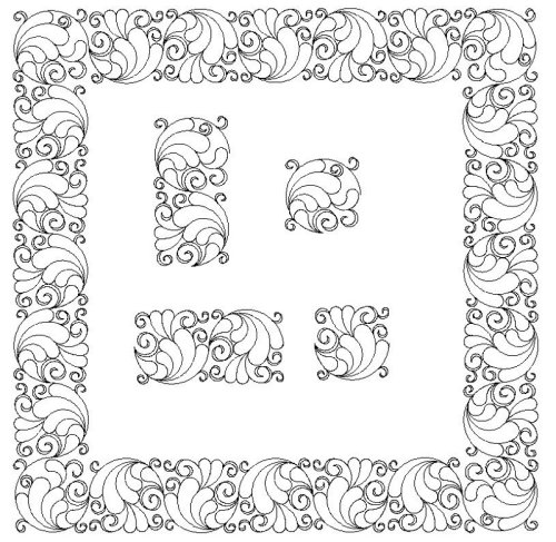 (image for) Feather and Ribbon Border and Corner 3a-L04325*