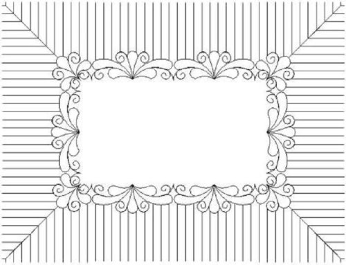 (image for) Feather Fantasy_Narrow Scalloped Border & Corner with Half Inch Piano Keys-L02530*