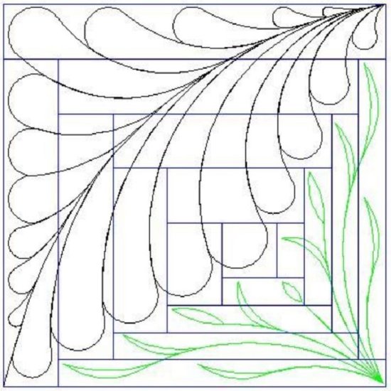 (image for) Log Cabin Offset Feather and Leaf 3a-L00625