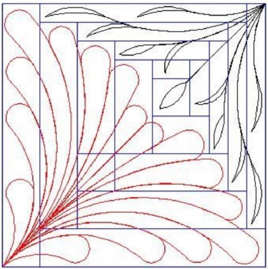 (image for) Log Cabin_Offset Feather and Leaf_3b-L00582