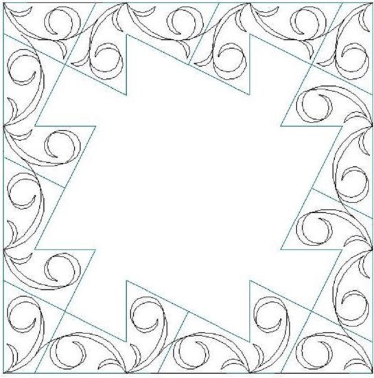 (image for) Wide Pinwheel Swirls Border and Corner-L02627*